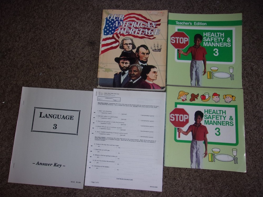ABeka 3rd grade 3 LOT Set Health Safety Manners 3 My American Heritage Language-image