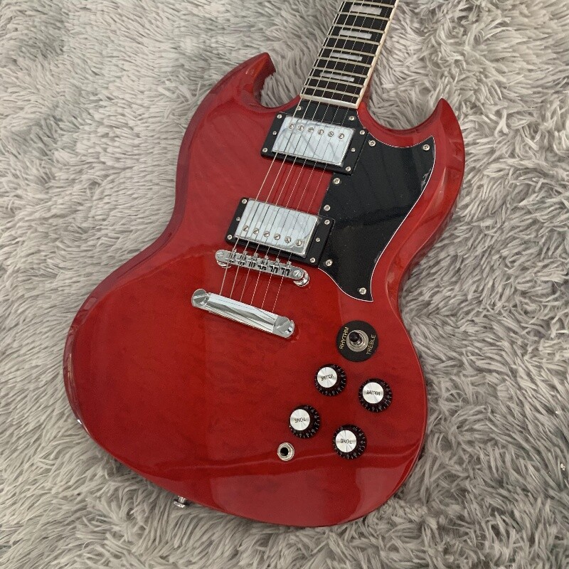 Cherry Red SG Standard Electric Guitar Black Pick Guard HH Pickups Mahogany Body