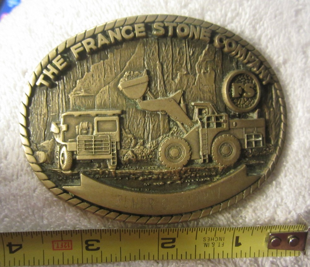 1 FRANCE STONE COMPANY Ohio Brass Belt Buckle Octanner Salt Lake City Utah VTG