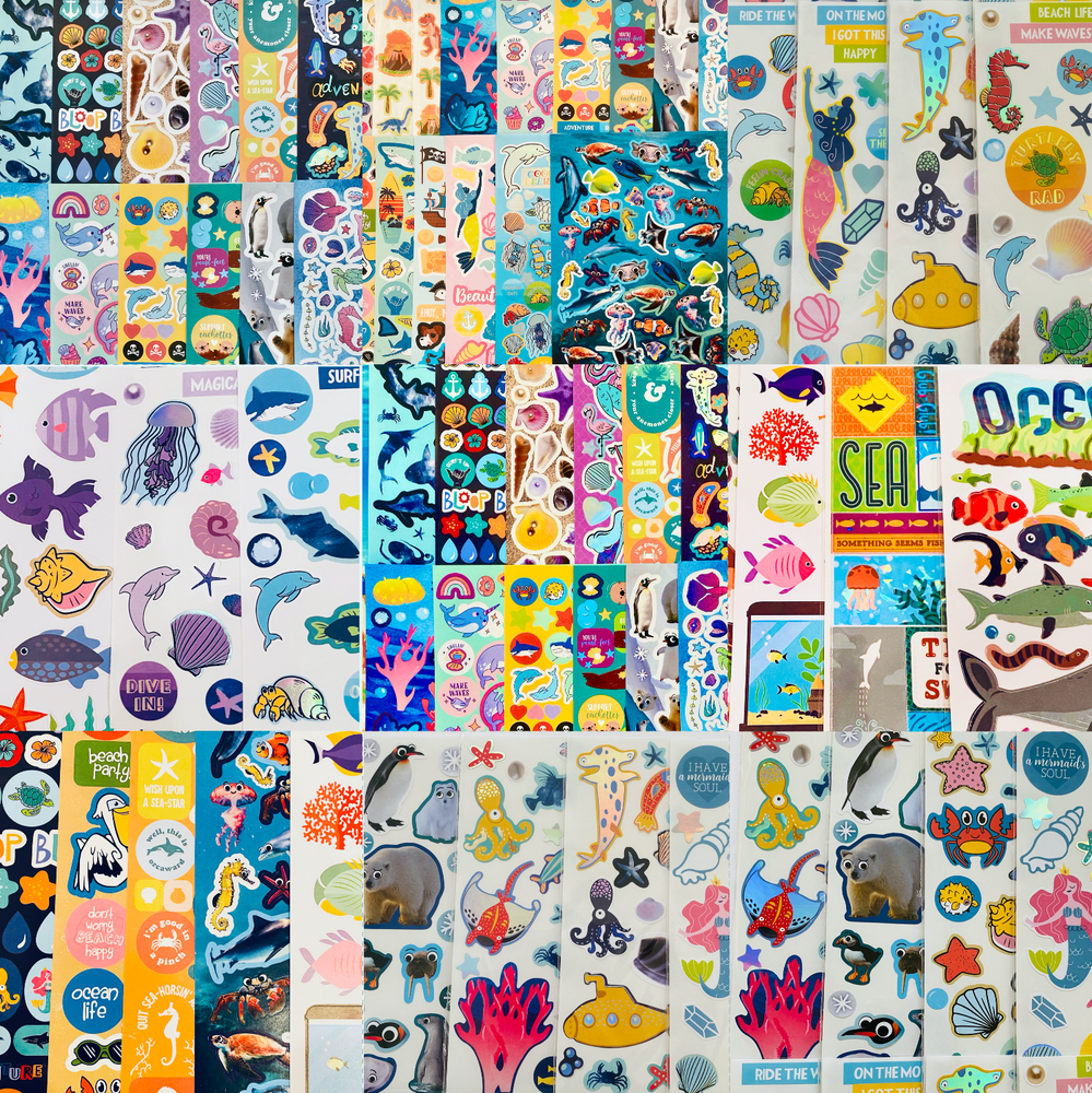 13+ Full Sticker Sheets | Wholesale Stickers Lot | Choose WATER themes SCRAPBOOK