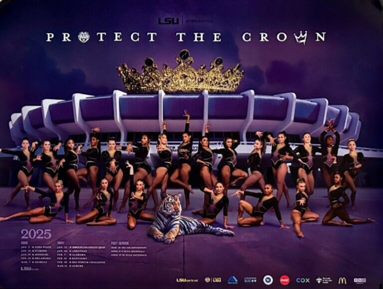 LSU Tigers 2025 NCAA Women's Gymnastics Poster / Schedule