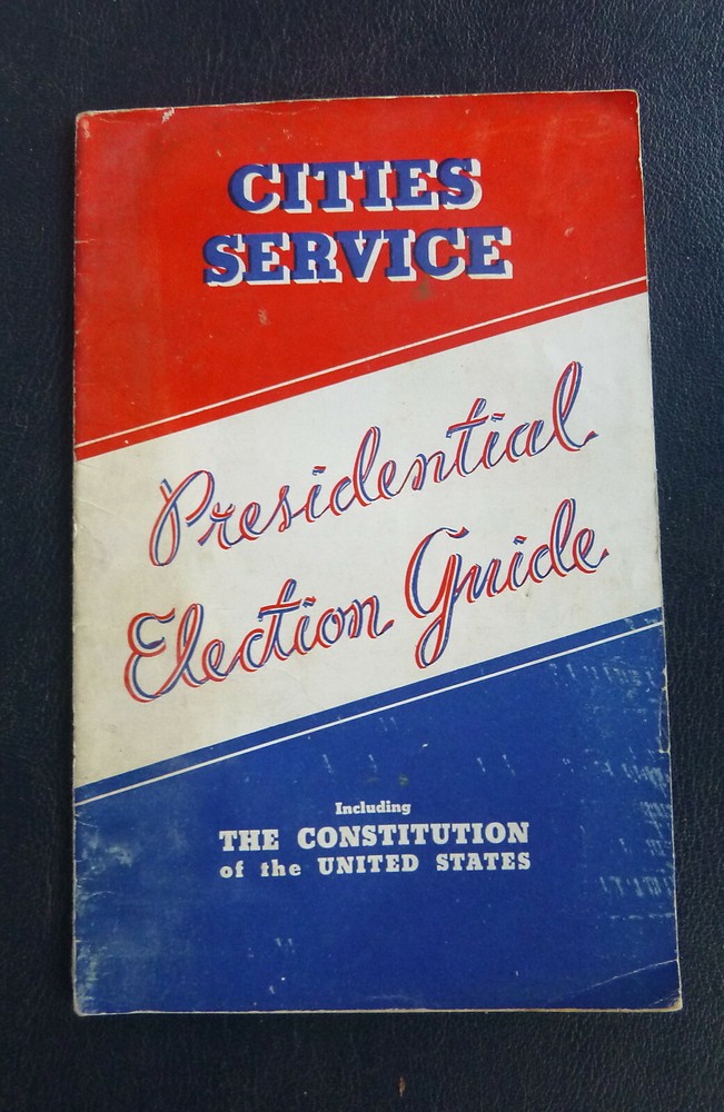 1936 Presidential Election Guide n/map Cities Service gas 32 pgs fact candidates