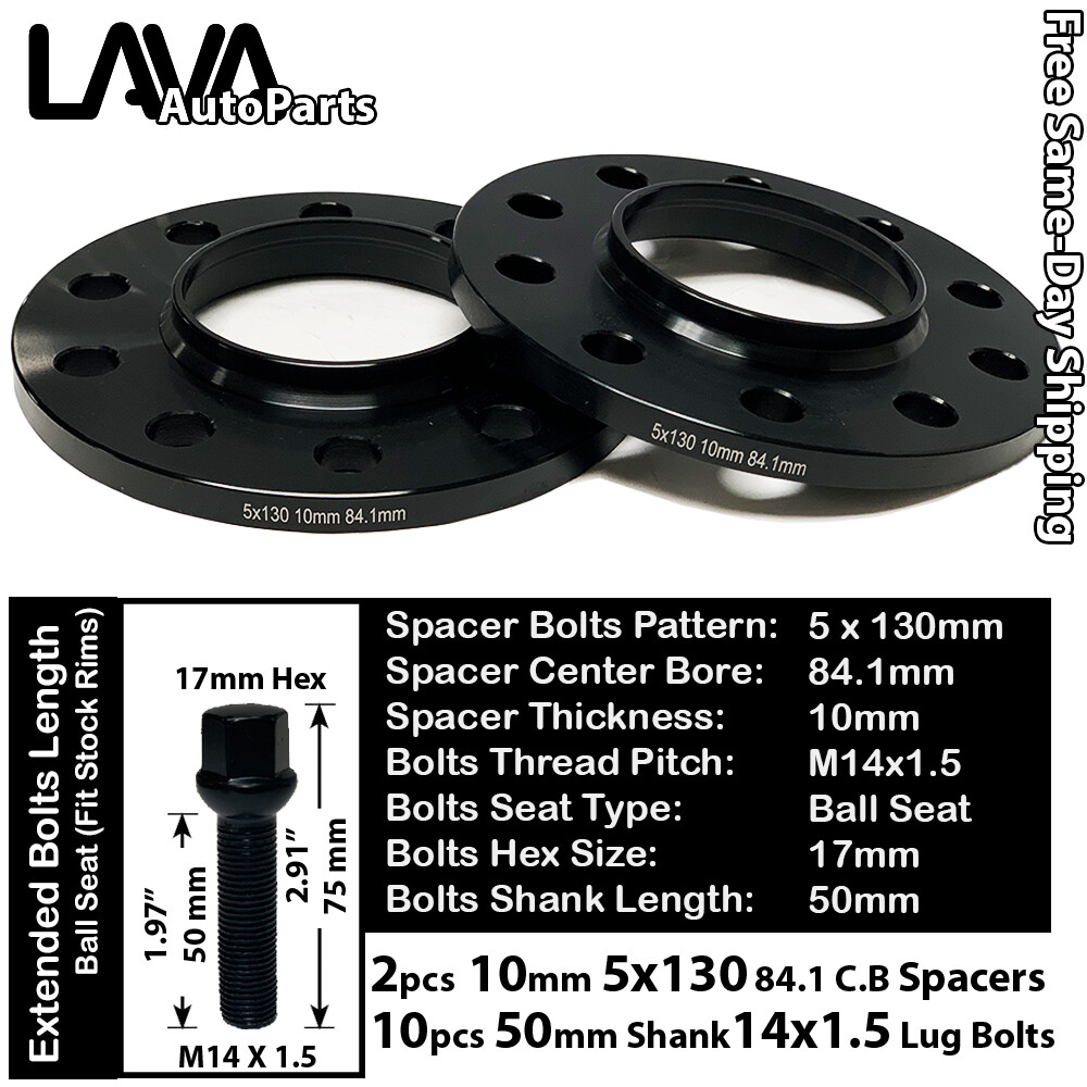 2PC 10mm Thick 5x130 Wheel Spacers with 14x1.5 Bolts for Mercedes G-Class