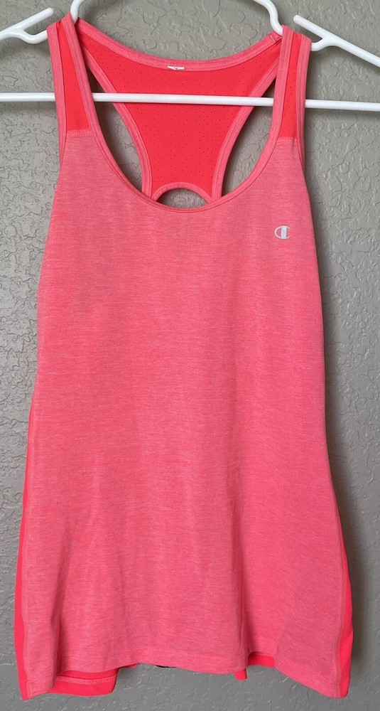 Women's Champion Vapor Red Reflective Racerback Tank Top Workout Shirt Small EUC
