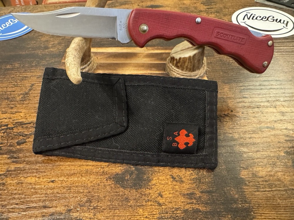 1987 Vintage BUCK #412 Boy Scout Knife with Fabric Case