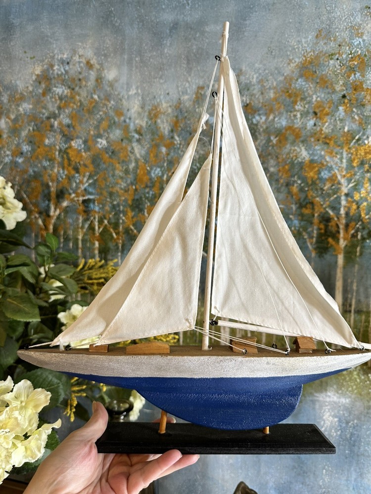 Boat Decor Sailboat Ornament Statue Nautical Home Seaside 18
