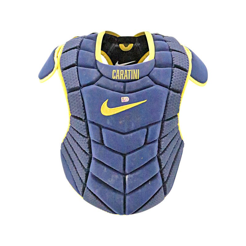 Victor Caratini Autographed Brewers Game-Used Navy Chest Protector MLB Certified