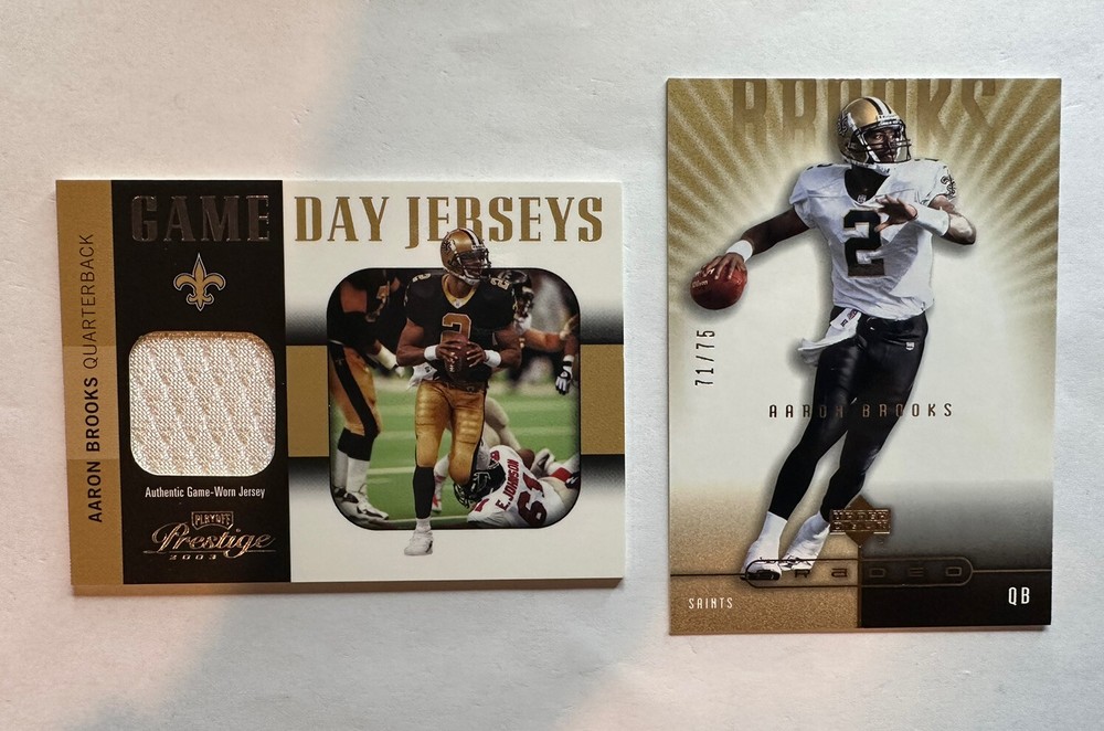Aaron Brooks 2002 UD Graded Gold /75 & 2003 Prestige Game Day Jersey-image