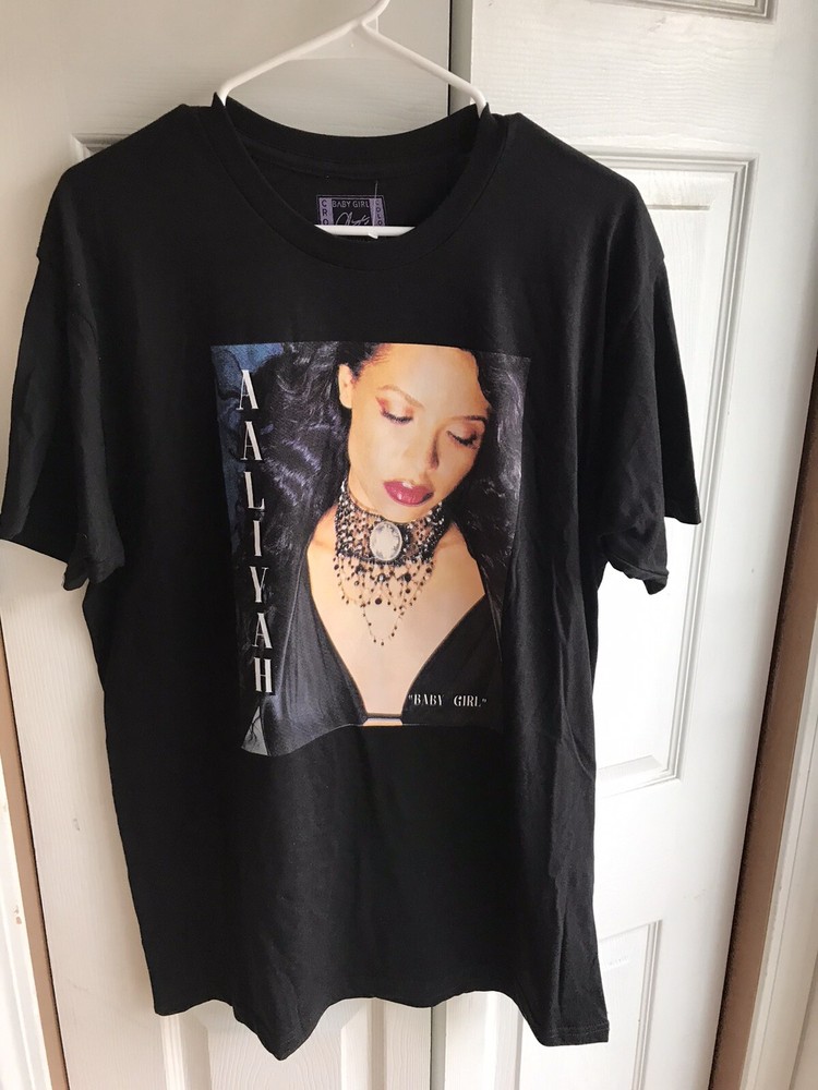 Rare Authentic Cross Colours x Aaliyah Baby Girl Black Short Sleeve Tee Size Medium-image