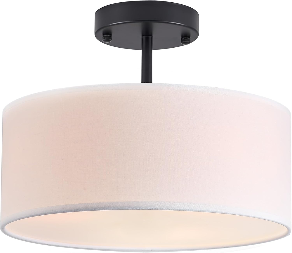 Semi Flush Mount Ceiling Light,13 Inch Modern 3-Light Ceiling Light Fixture,Blac