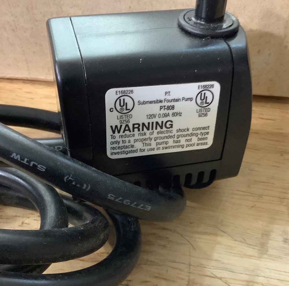 P.T & Submersible fountain pump Cord PT-808, 120 V 0.09A 60Hz Black