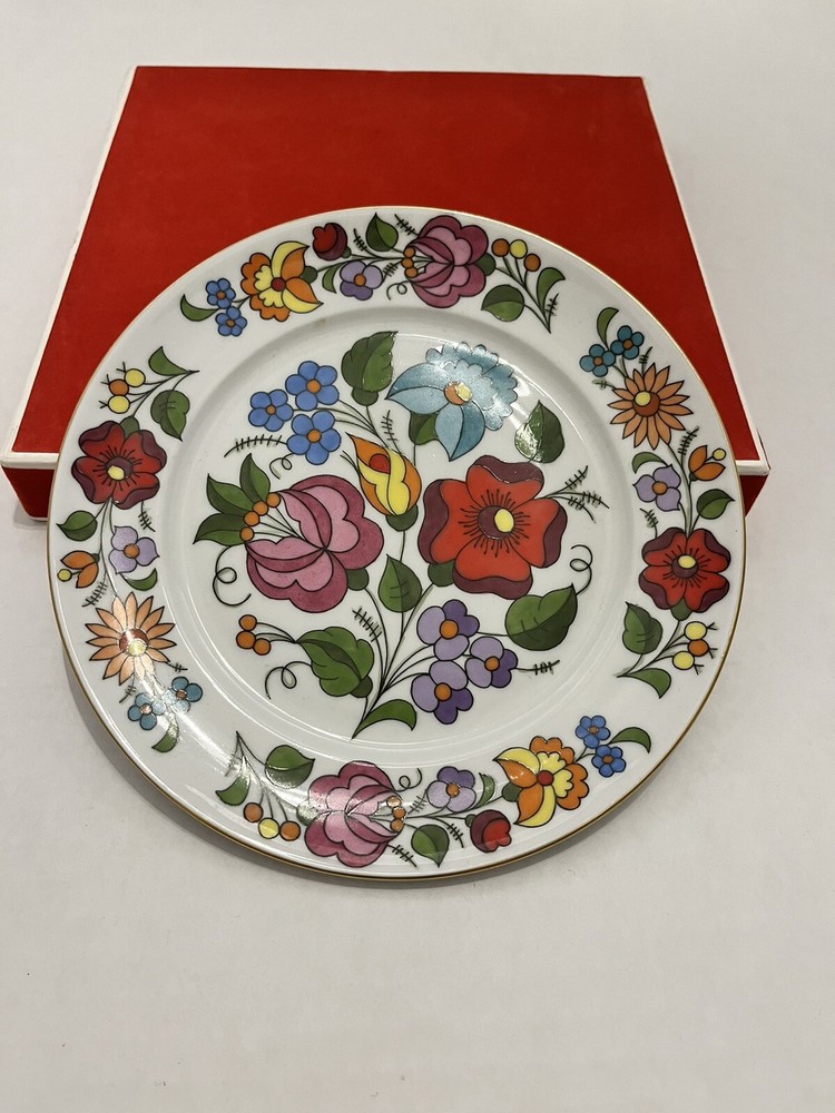 Hand Painted Kalocsa 0f Hungary Folk Art Wall Hanger Plate Bright Floral 11”