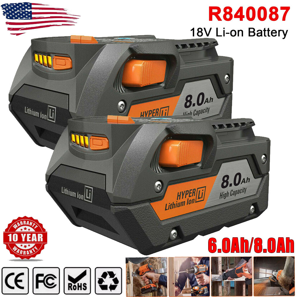 1-4Pack 8.0Ah For RIDGID 18V Battery R840087 R840083 R840085 R840084 Rigid Tool