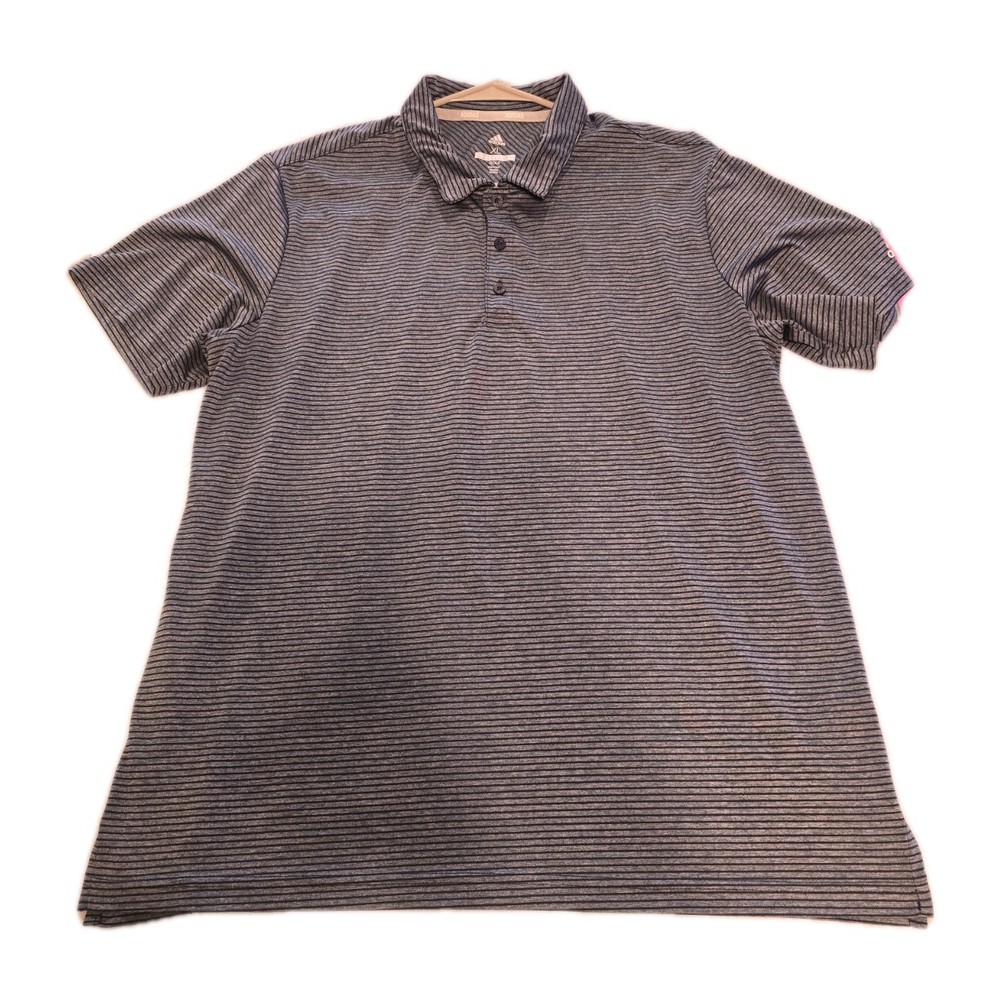 Adidas Golf Polo Shirt Mens Extra Large Blue Striped Athletic Short Sleeve