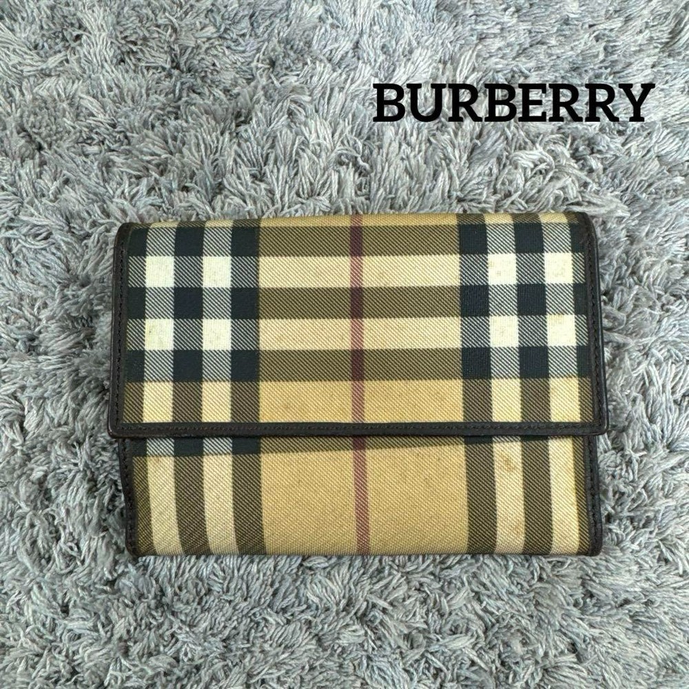 Burberry Bifold Wallet Card Case Nova check Button closure Accessory Used