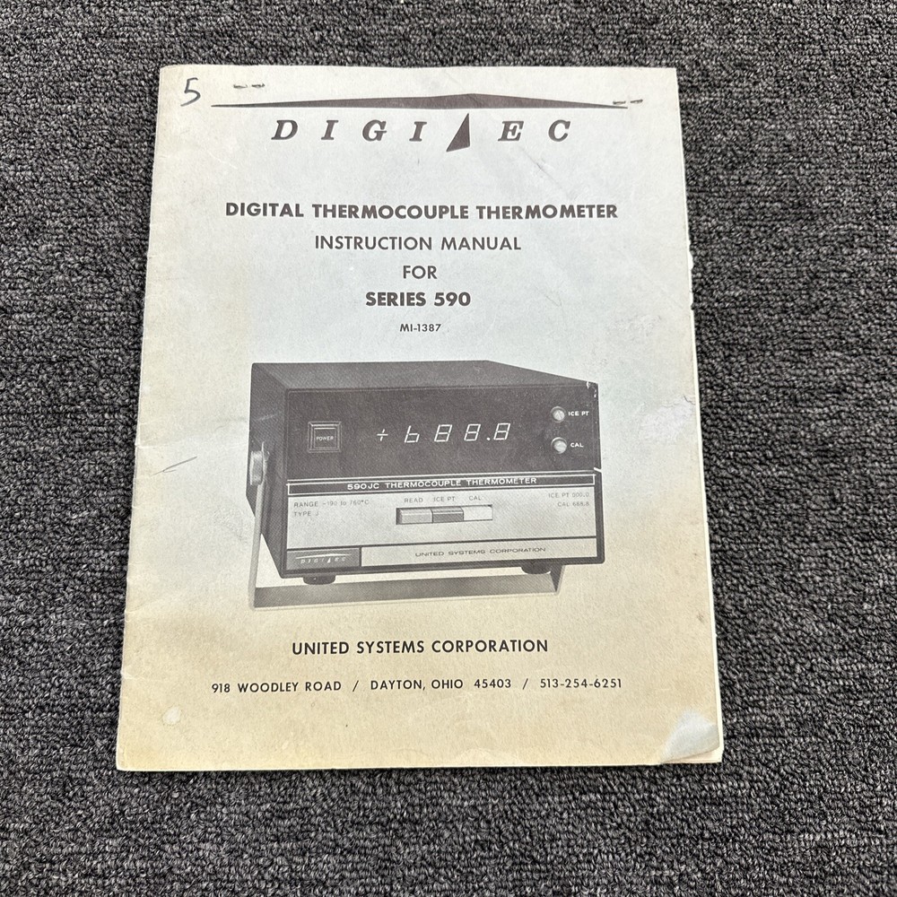 Digitec Series 590 Digital Thermocouple Thermometer Instruction Manual MI-1387