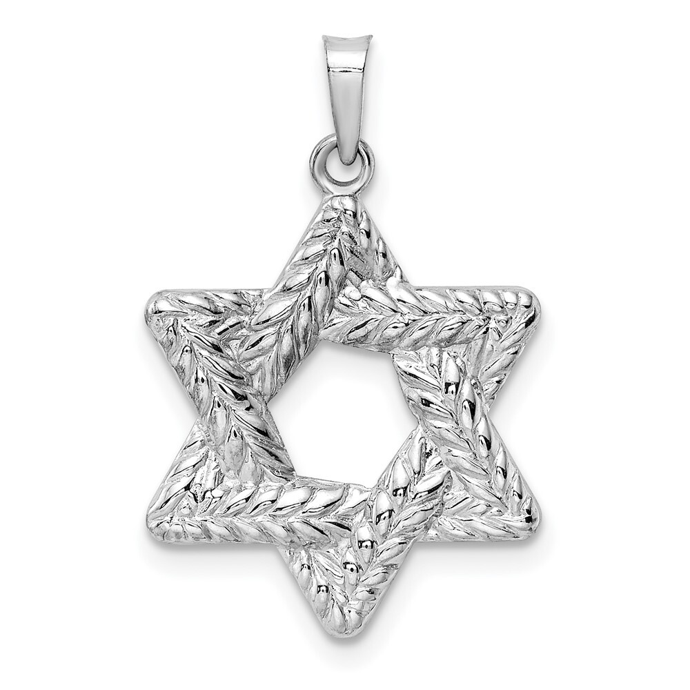 14k White Gold Textured Solid Star of David Pendant 1.04gm L-26.55mm, W-20.15mm