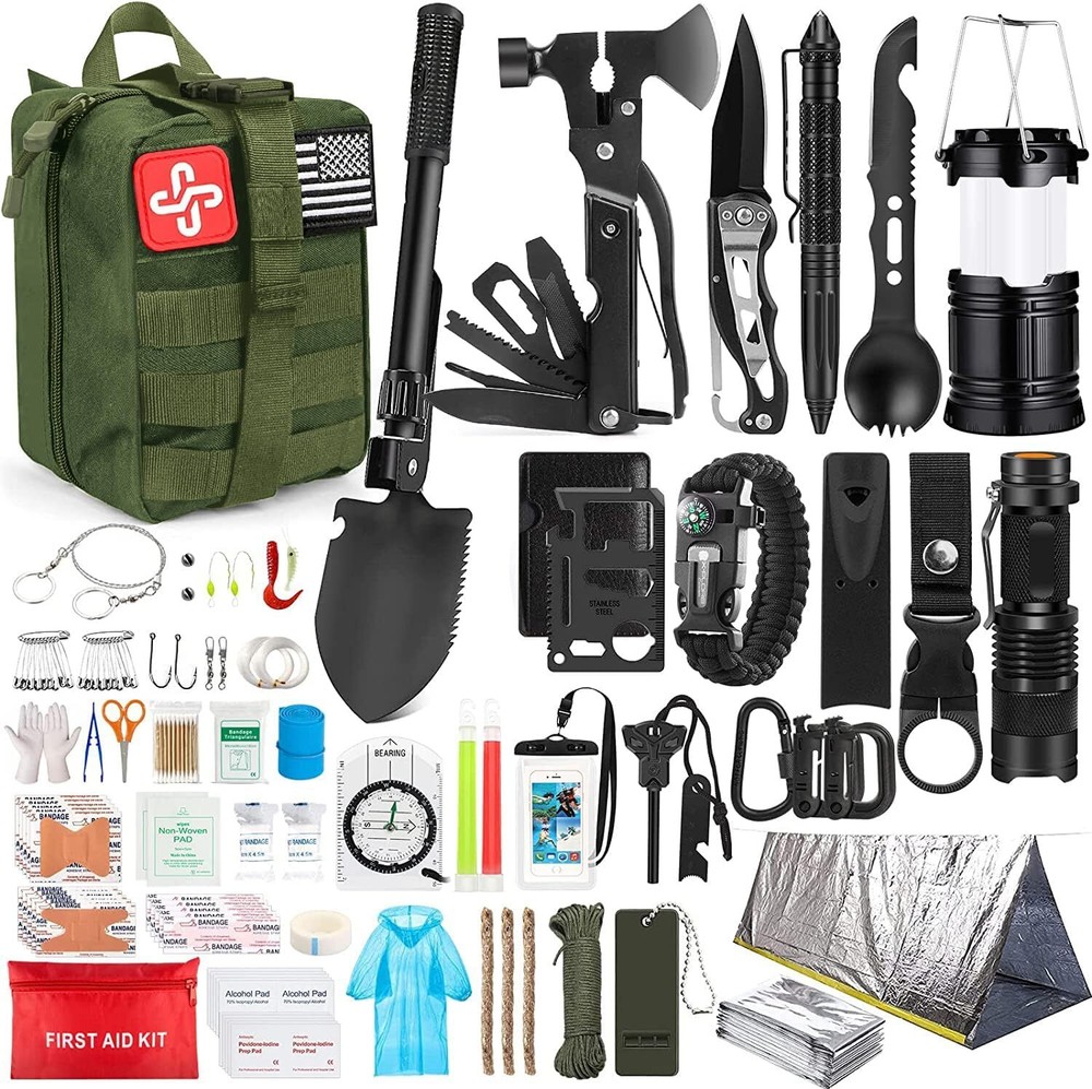250Pcs Comprehensive Survival Gear and First Aid Kit with Molle-Compatible Bag for Emergency Preparedness