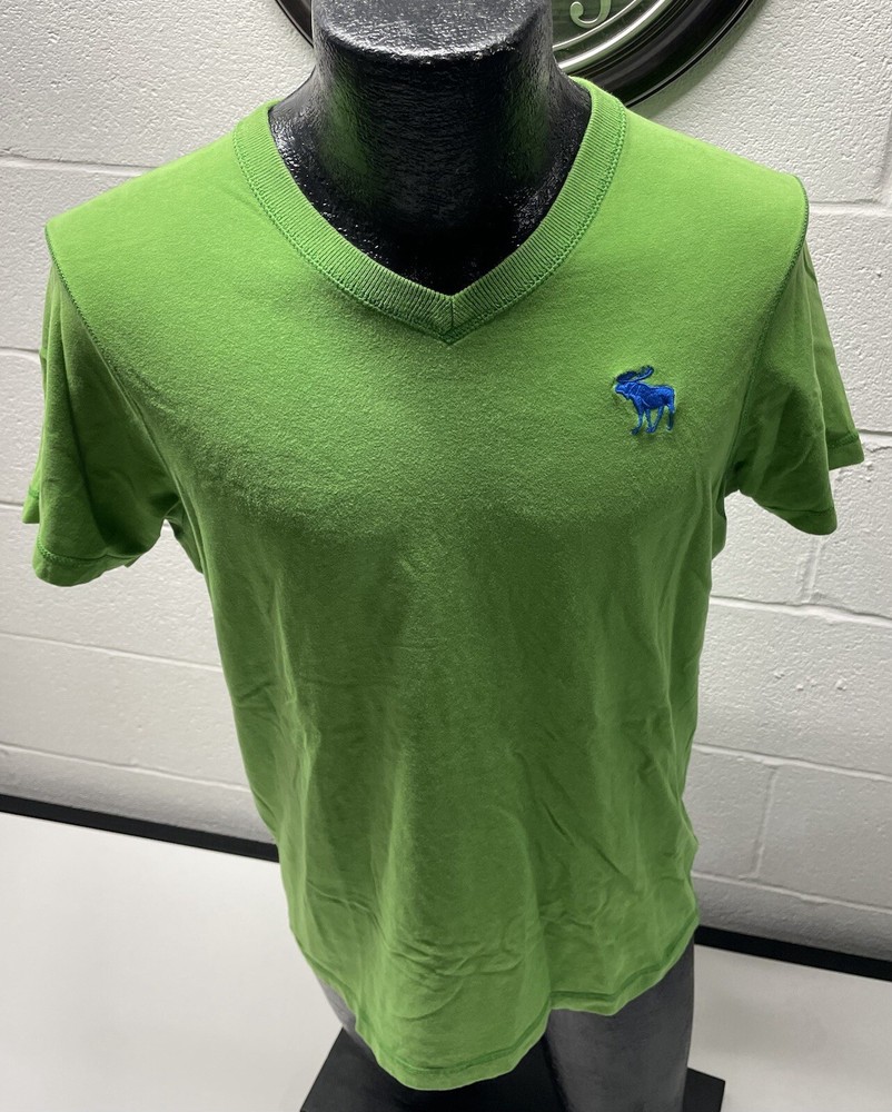 Abercrombie & Fitch T-Shirt X-Large Moose  Logo V-Neck Tee XL Muscle-image
