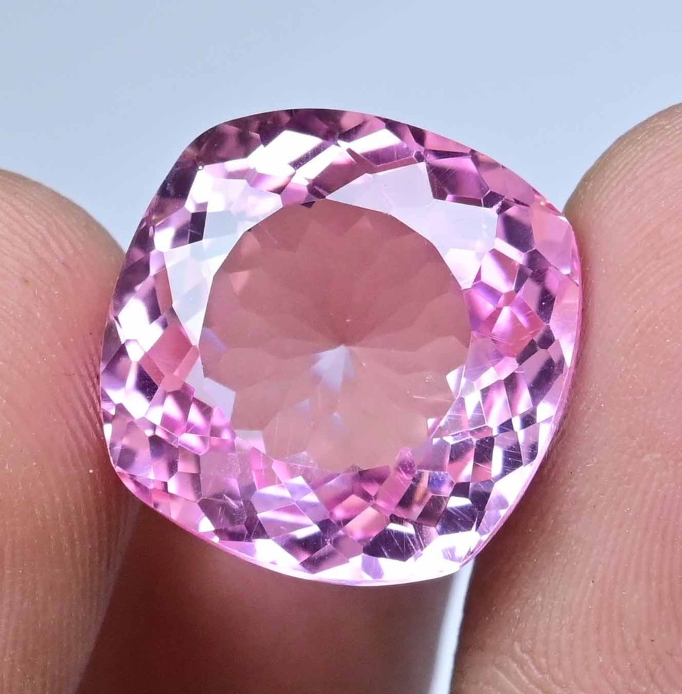 24.90 Ct Natural Pinkish Morganite Certified Flawless Cushion Loose Gemstone