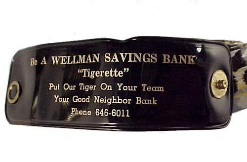 Wellman Savings Bank Tigerette Rain Hat Tiger Pattern Iowa Advertising Souvenir