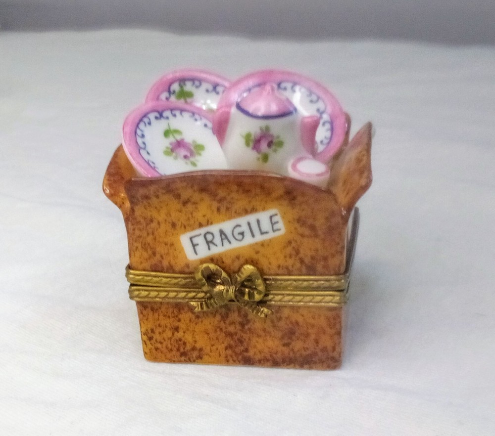 Limoges Tea Set Trinket Box Peint Main Marque Deposee