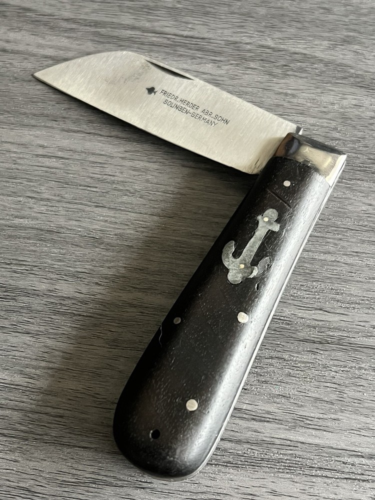 RARE 1800s FRIEDR HERDER ABR SOHN FOLDING POCKET KNIFE - SAILOR SOLINGEN GERMANY-image