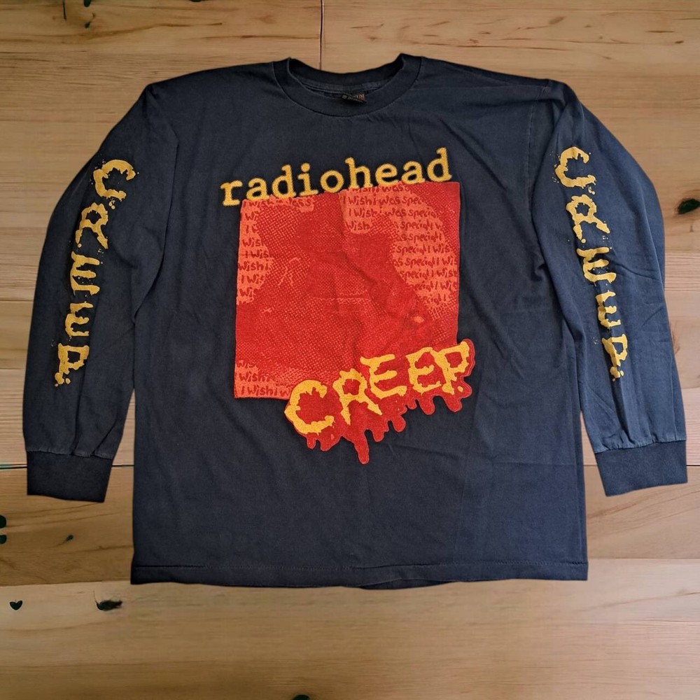 Radiohead t shirt vintage style band Long Sleeve Black Faded Reprint size: XL