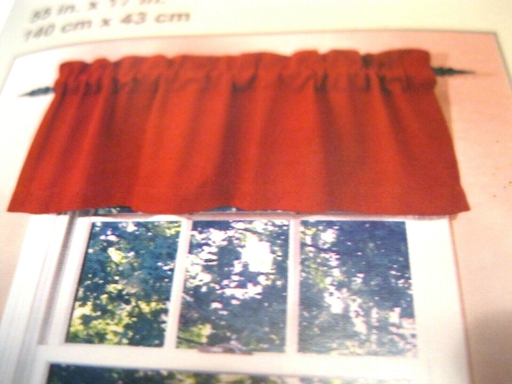 Abby Lane DESIGNABLES 56 Inch Country Brick Red Window Valance Panel New in Package-image