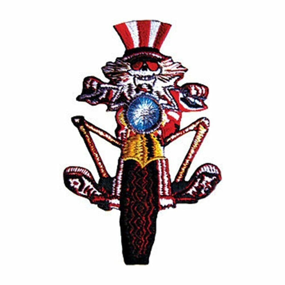 Grateful Dead Uncle Sam Riding Bike Embroidered Iron-On Patch 4 3/8 Inch