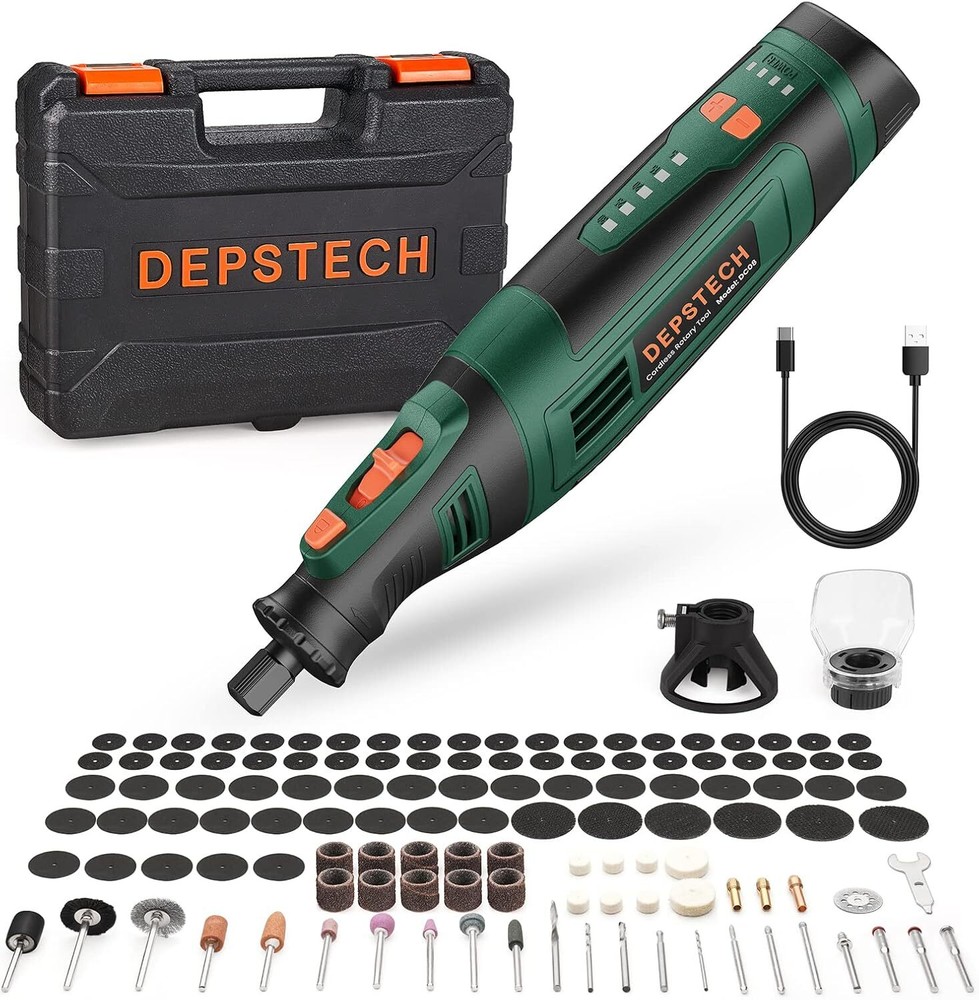 Cordless Rotary Tool Kit, 8V 2.0Ah Rechargeable Battery, 30000RPM