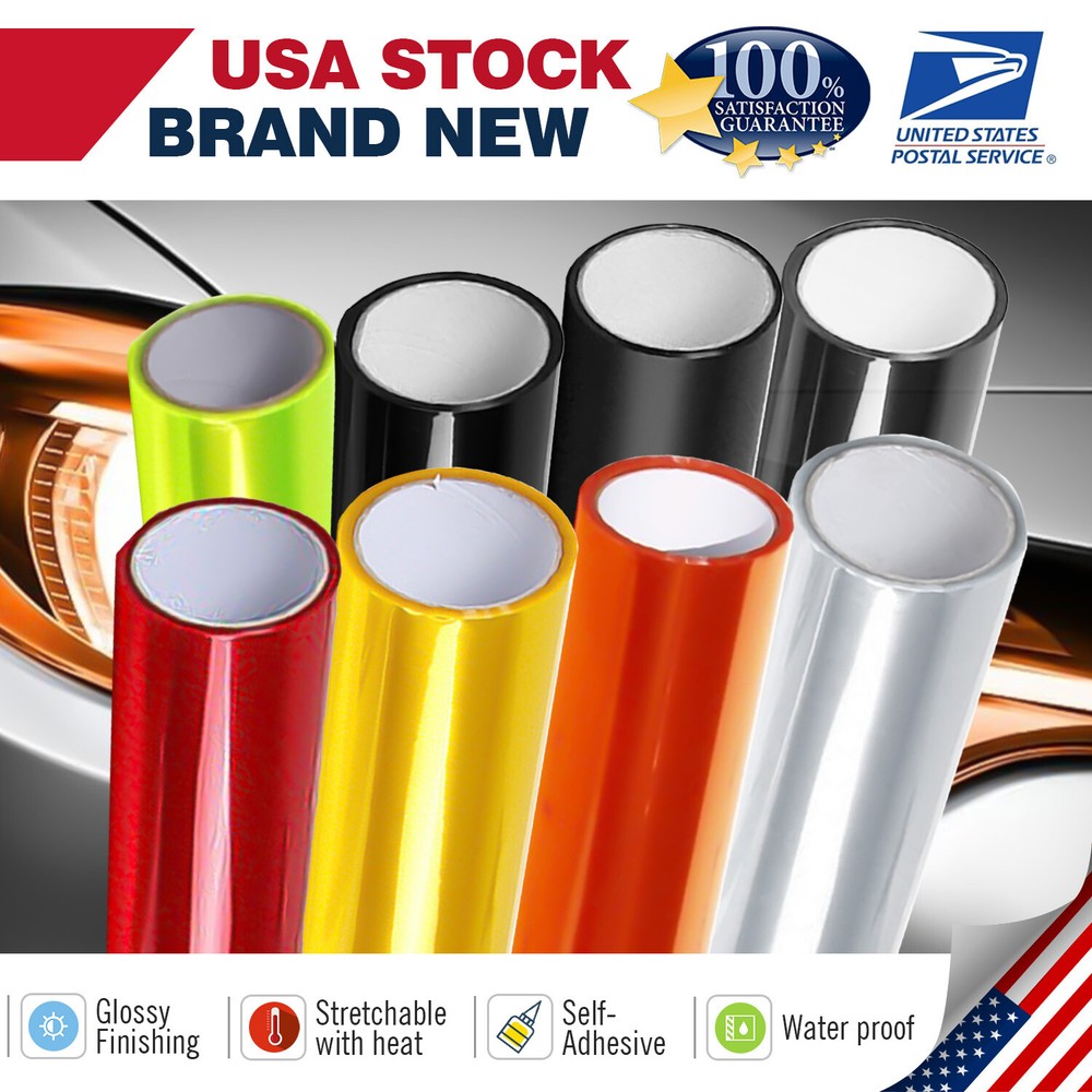 Gloss Red Black Yellow Smoke Headlight Taillight Fog Light Vinyl Tint Film