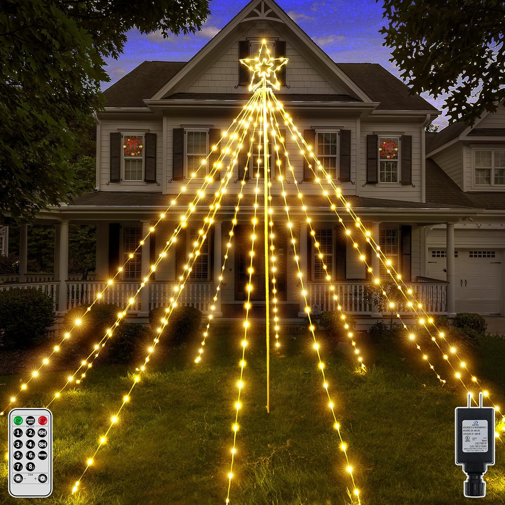 Christmas Tree Lights 340LED, IP67 Waterproof Outdoor Christmas Decorations Ligh