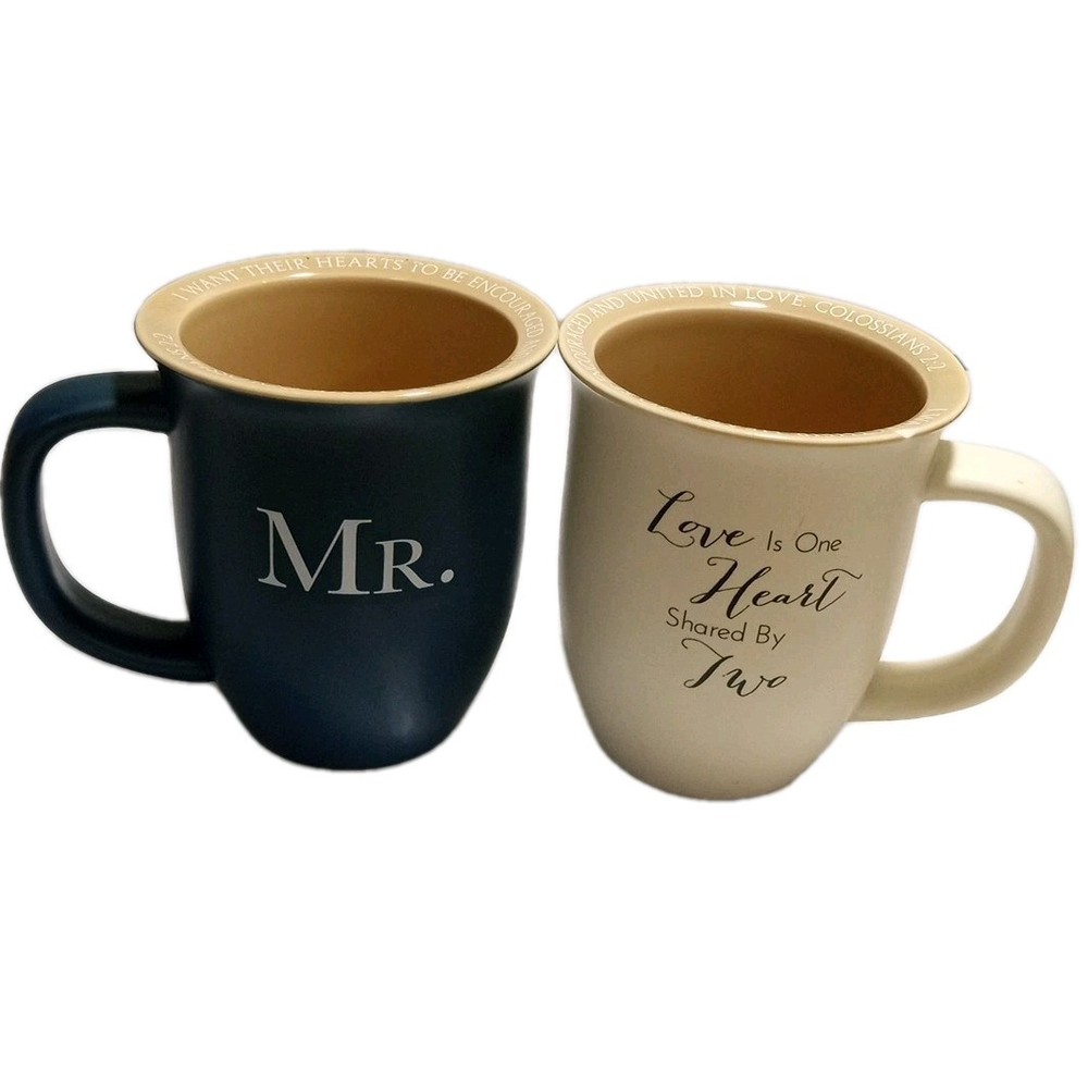 Abbey Press Couples Mr. And Mrs. Love Is One Heart Colossians 2:2 Mugs-image