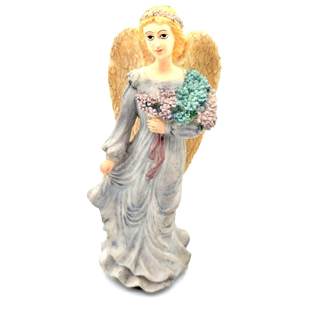 Angel Figurine Holding Floral Bouquet Religious Art Statue by Abbey Press-image