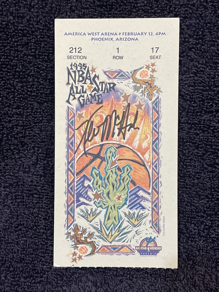 VERY RARE 1995 NBA All-Star Game Ticket Stub, Kevin McHale AUTO'D Boston Celtics