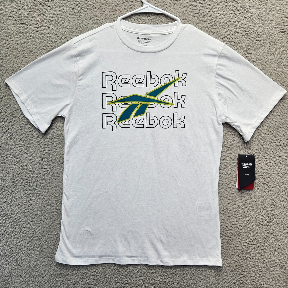 Reebok T-Shirt Mens Size XL White Logo Tee Short Sleeve Crewneck