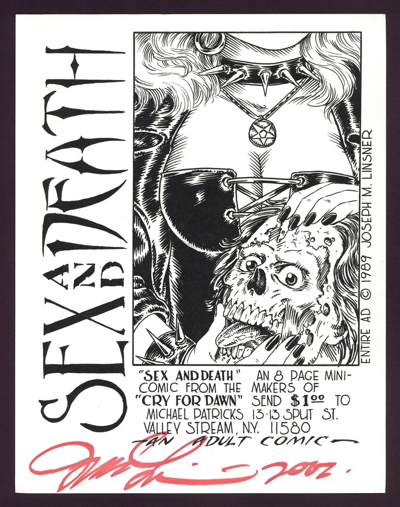 Sex and Death Signed Promotional Flyer (1989)