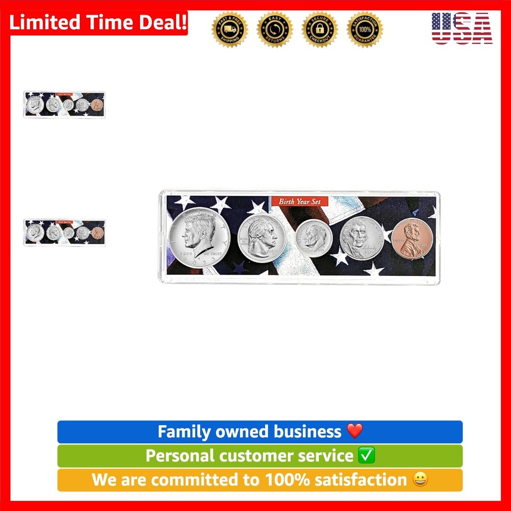 2023-5 Coin Birth Year Set in American Flag Holder Collection Seller Uncircul...