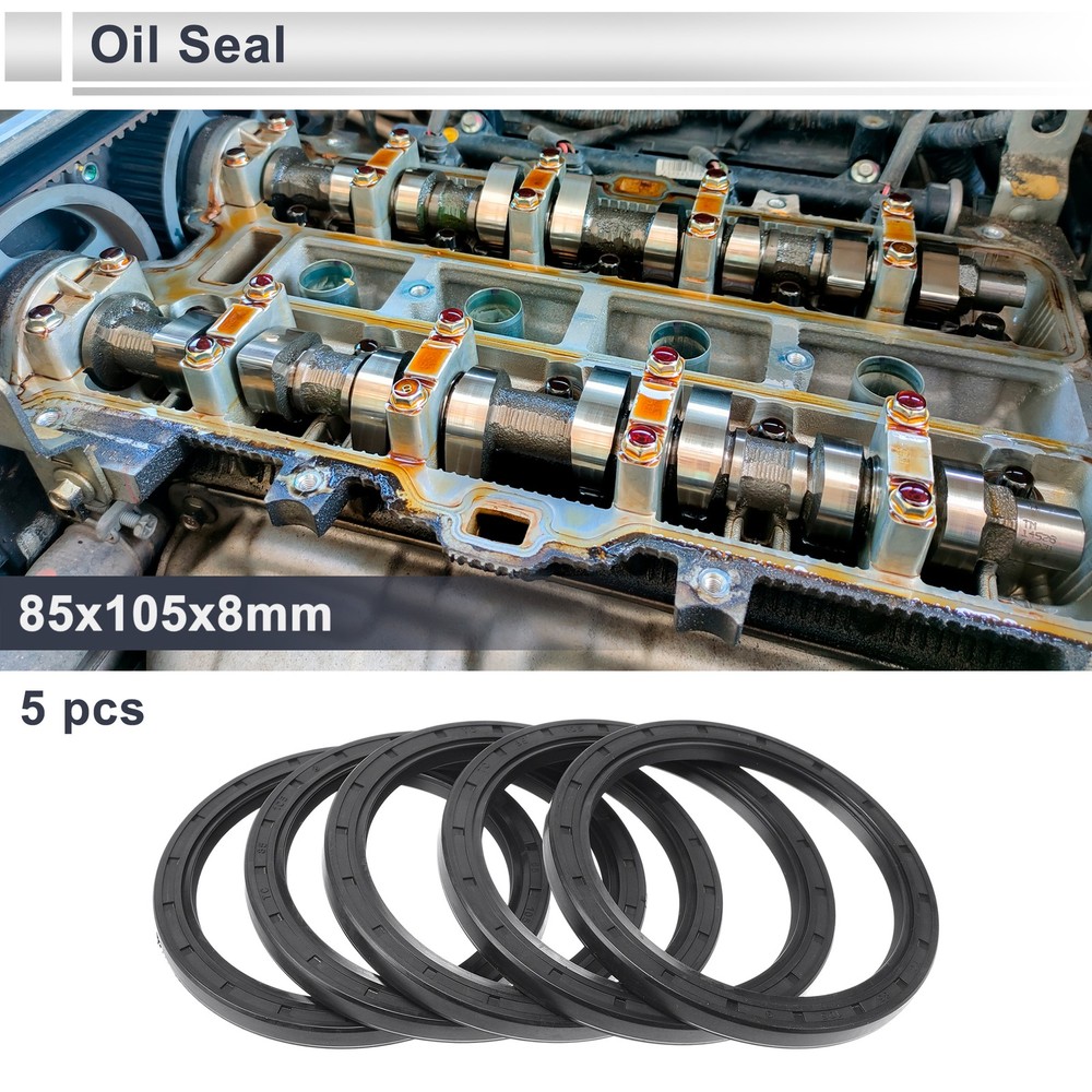 85x105x8mm Nitrile Rubber Oil Seal Ring Rotary Shaft Seal Black 5 Pcs