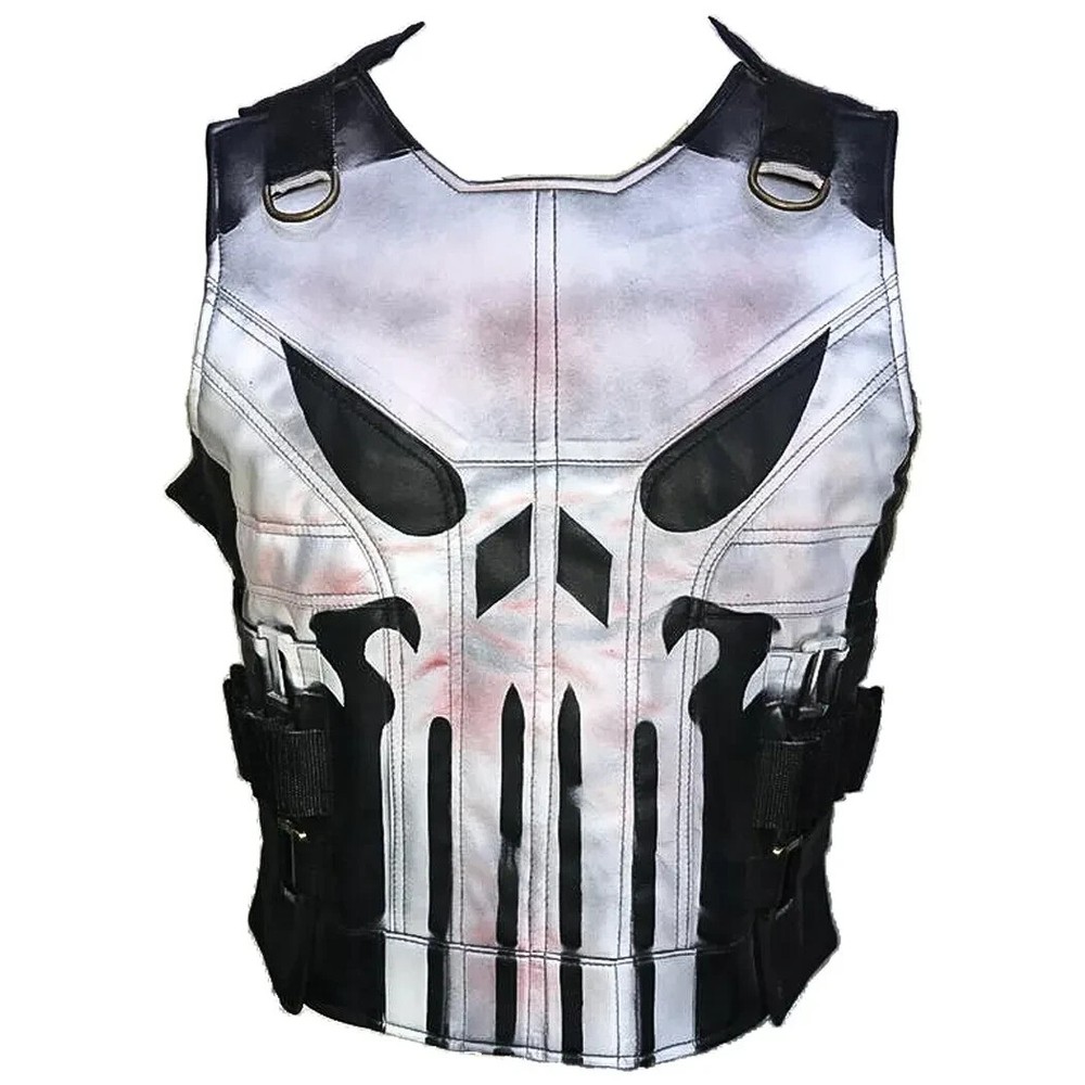 Men's John Bernthal New Punisher Season 2 Black Leather Jacket Vest