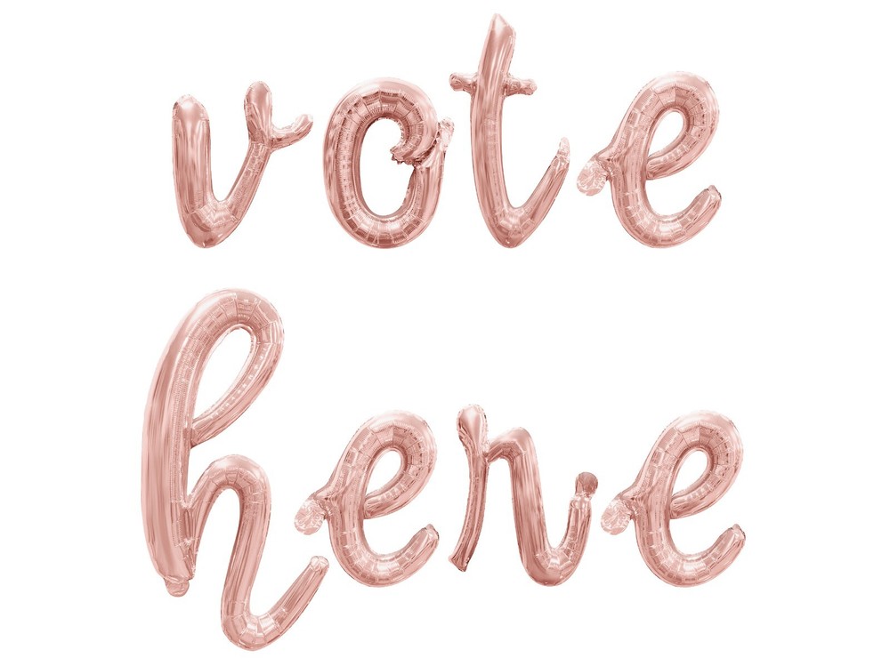 VOTE HERE Cursive Letter Balloon Banner - Election Day Party Supply Decorations
