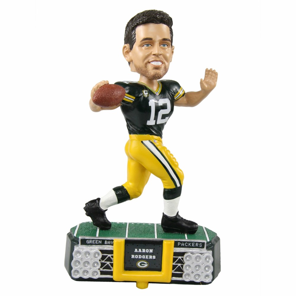 Aaron Rodgers Green Bay Packers LED Stadium Lights Bobblehead NFL Collectible-image