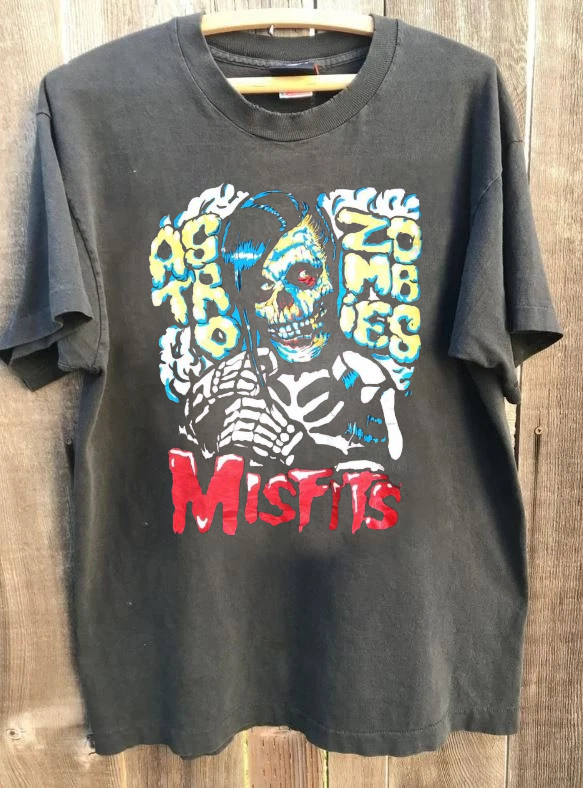 MISFITS Band T-Shirt Fiend Skull Logo Horror Punk Rock Band Merch Black PA5465