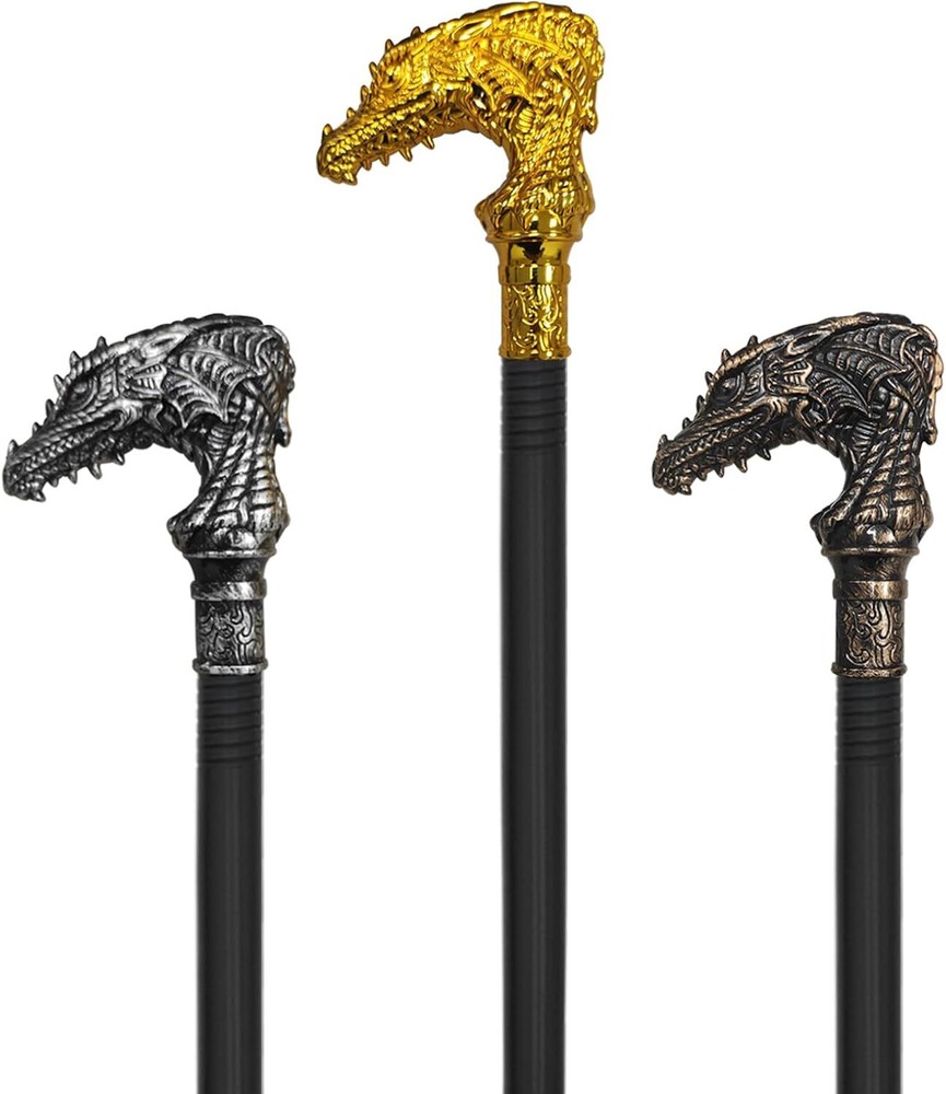 Dragon Staff Walking Stick Cane-Costume Medium, Gold,silver and Bronze