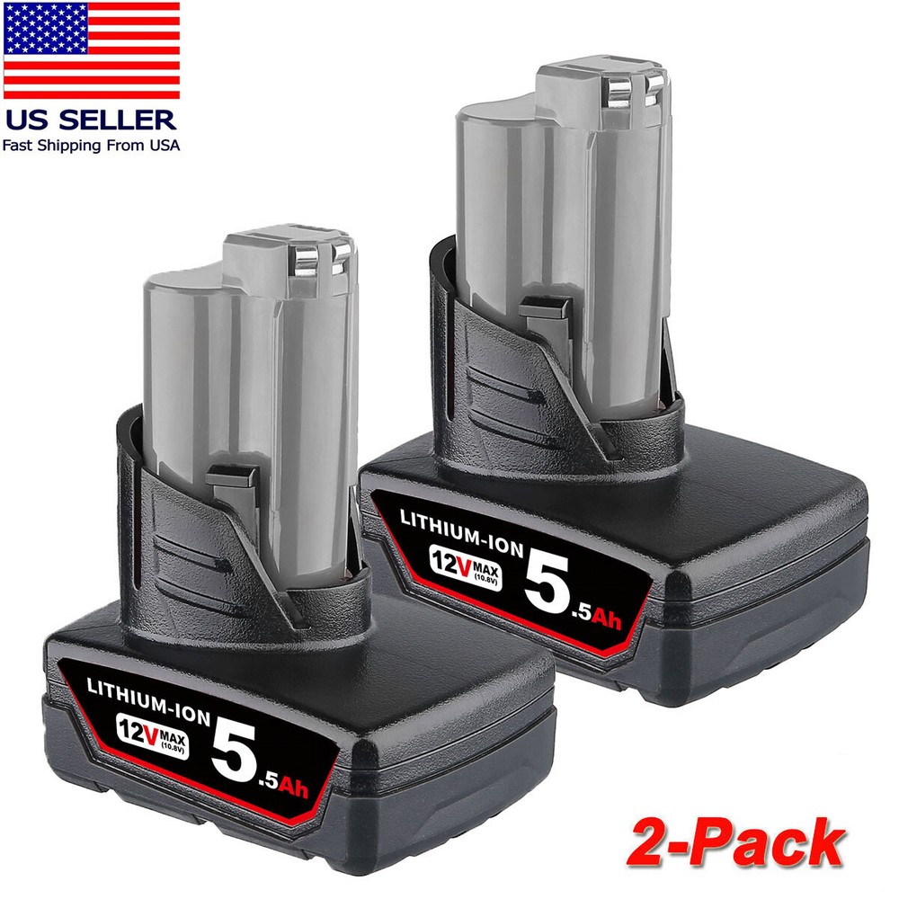 2 Pack For M12 12V Lithium-ion XC Extended Capacity Battery 48-11-2460 5500mAh
