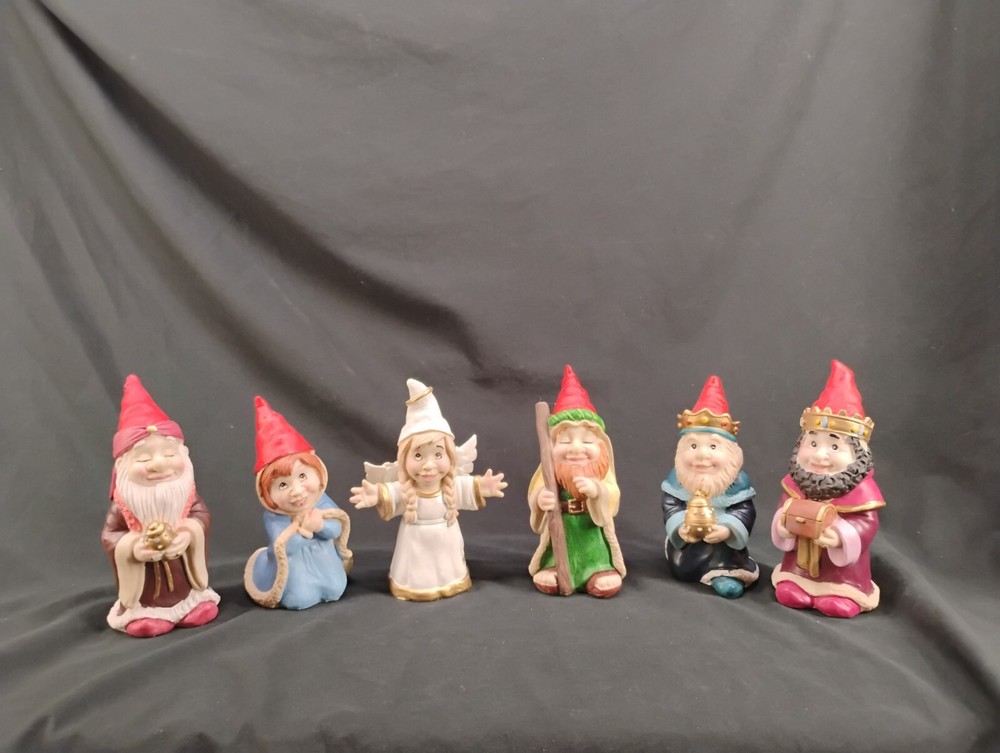 Christmas Nativity Scene Set Of 7 Gnomes Indoor 6