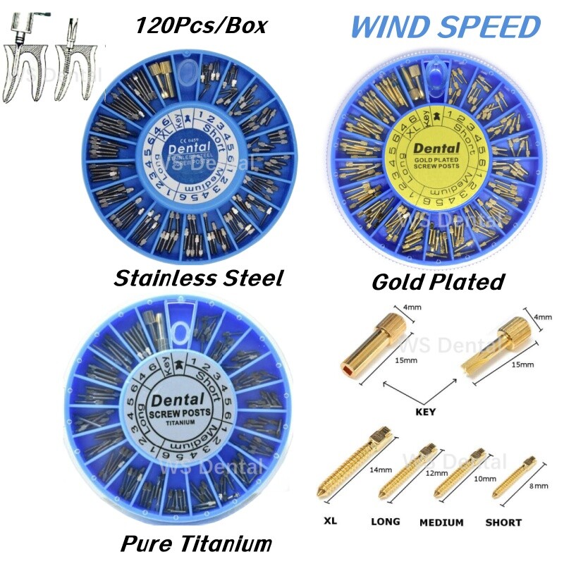 Dental Conical Screw Posts Endo Root Canal Pins Post Core Crown Repair 120pc/Box