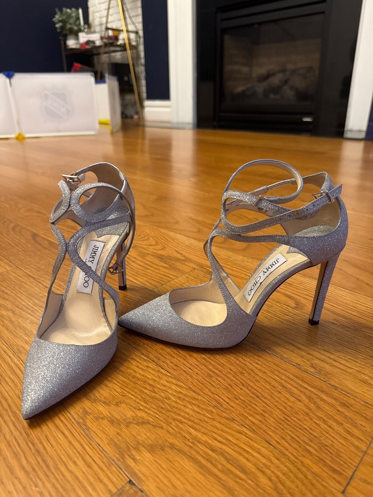 Jimmy Choo Silver Sparkly Heels Size 36.5