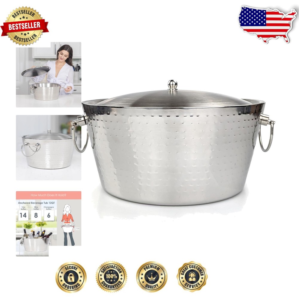 Double-Walled Champagne Bucket with Lid - Perfect for Parties and Extended Chill